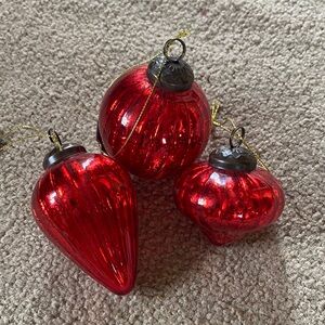 Elegant Red Glass Holiday Ornaments